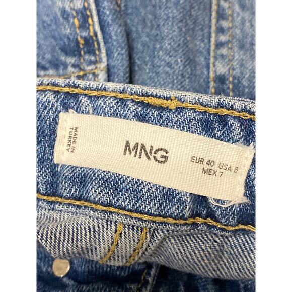 MNG Mango Women's Blue High Waisted Wide Leg Baggy Flare Denim Jeans Size 8 - Picture 4 of 5